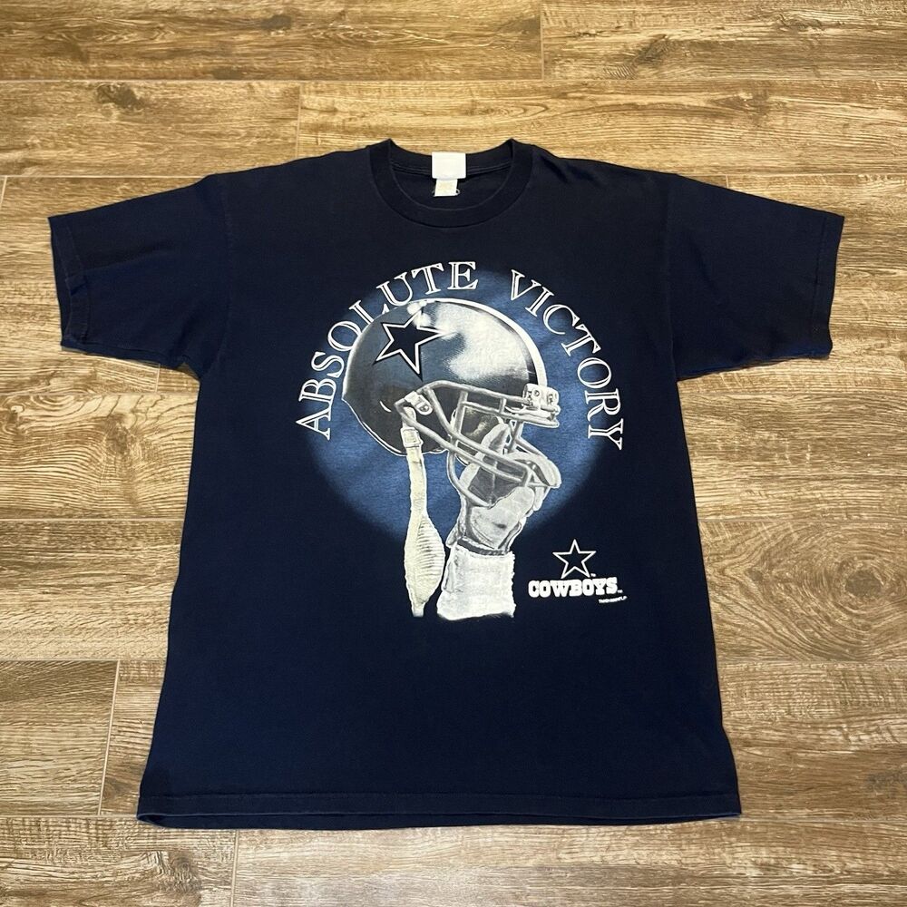 Vintage 1996 Dallas Cowboys Shirt XL Blue NFL Football Absolute Victory Helmet